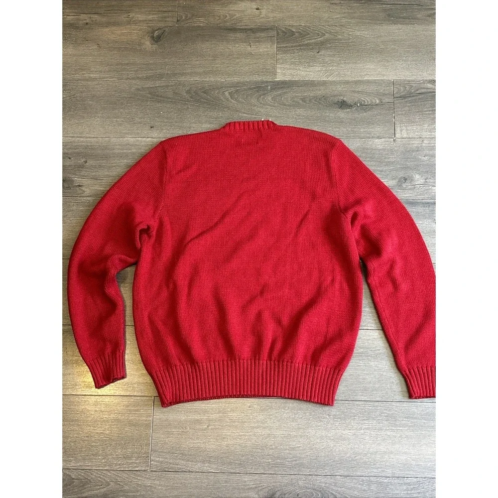 Polo Ralph Lauren Pima Cotton‎ Sweater mens size L Red Ribbed Thick Crewneck EUC